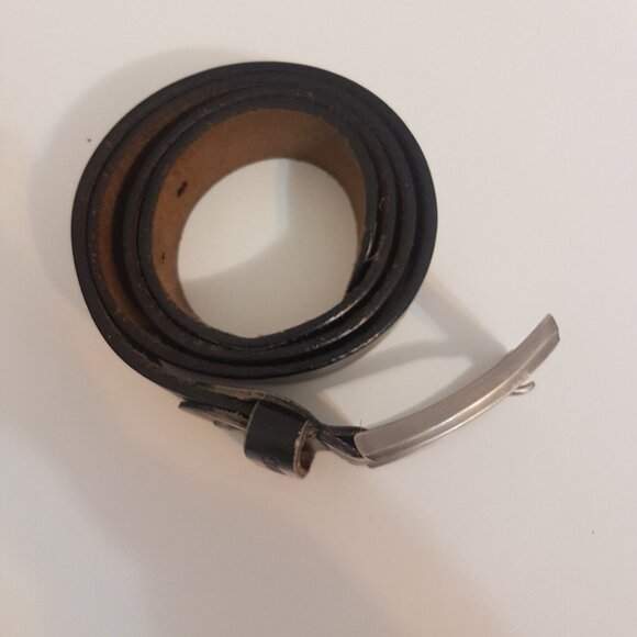 Vintage COWETHER Leather Belt Rare Buckle Black Men 32" - Picture 10 of 12